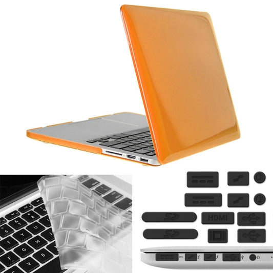 ENKAY for Macbook Pro Retina 13.3 inch (US Version) / A1425 / A1502 Hat-Prince 3 in 1 Crystal Hard Shell Plastic Protective Case with Keyboard Guard & Port Dust Plug(Orange) - MacBook Pro Cases by ENKAY | Online Shopping South Africa | PMC Jewellery | Buy Now Pay Later Mobicred