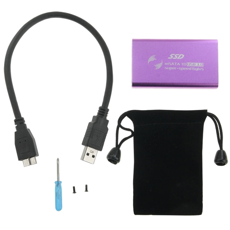 6gb/s mSATA Solid State Disk SSD to USB 3.0 Hard Disk Case(Purple) - HDD Enclosure by PMC Jewellery | Online Shopping South Africa | PMC Jewellery | Buy Now Pay Later Mobicred