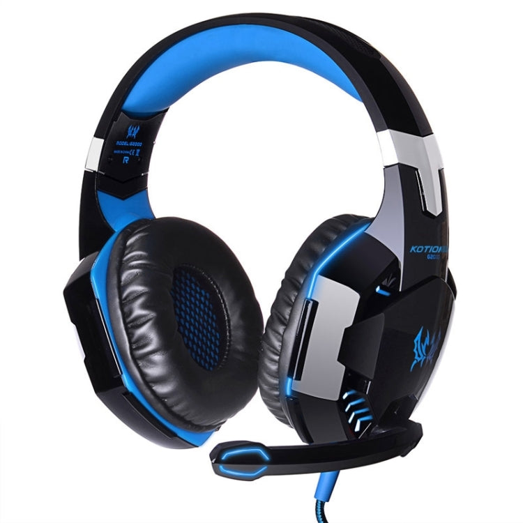 EACH G2000 Over-ear Stereo Bass Gaming Headset with Mic & LED Light for Computer, Cable Length: 2.2m(Blue) - Multimedia Headset by KOTION EACH | Online Shopping South Africa | PMC Jewellery | Buy Now Pay Later Mobicred