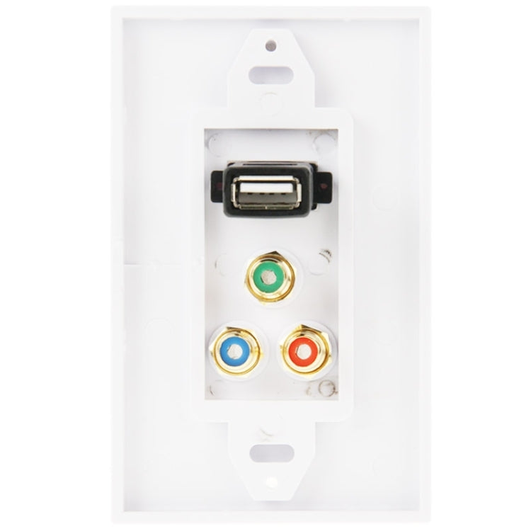 USB 2.0 Female Plug + 3 RCA Female Plugs Wall Plate Panel -  by PMC TechLife | Online Shopping South Africa | PMC TechLife | Buy Now Pay Later Mobicred