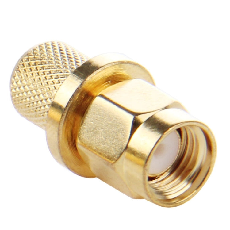 10 PCS LMR300 5D-FB Gold Plated RP-SMA Male Plug Pin Crimp RF Connector Adapter - Connectors by PMC Jewellery | Online Shopping South Africa | PMC Jewellery | Buy Now Pay Later Mobicred