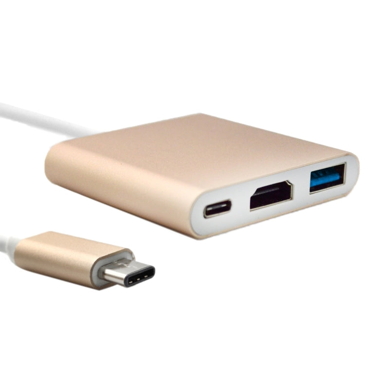 3 in 1 USB Type C to HDMI Adapter Cable, For MacBook 12 inch 2015 Version, Google Chromebook Pixel 2015 Version, Nokia N1 Tablet PC(Gold) - free shipping - PMC Jewellery - Order now!