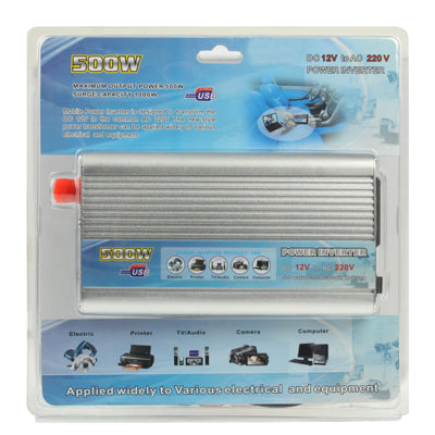 500W DC 12V to AC 220V Car Power Inverter with USB Port(Silver) - Others by PMC Jewellery | Online Shopping South Africa | PMC Jewellery | Buy Now Pay Later Mobicred