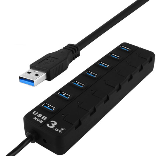 7 Ports USB 3.0 Hub with Individual Switches for each Data Transfer Ports(Black) - USB 3.0 HUB by PMC Jewellery | Online Shopping South Africa | PMC Jewellery | Buy Now Pay Later Mobicred