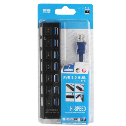 7 Ports USB 3.0 HUB, Super Speed 5Gbps, Plug and Play, Support 1TB(Black) - USB 3.0 HUB by PMC Jewellery | Online Shopping South Africa | PMC Jewellery | Buy Now Pay Later Mobicred