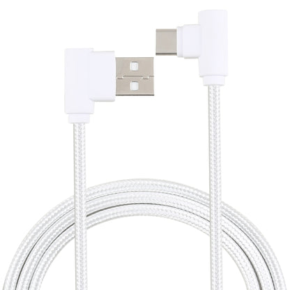 1.2m 2A 90 Copper Wires Woven Elbow USB-C / Type-C 3.1 to USB 2.0 Data / Charger Cable(White) - USB-C & Type-C Cable by PMC Jewellery | Online Shopping South Africa | PMC Jewellery | Buy Now Pay Later Mobicred