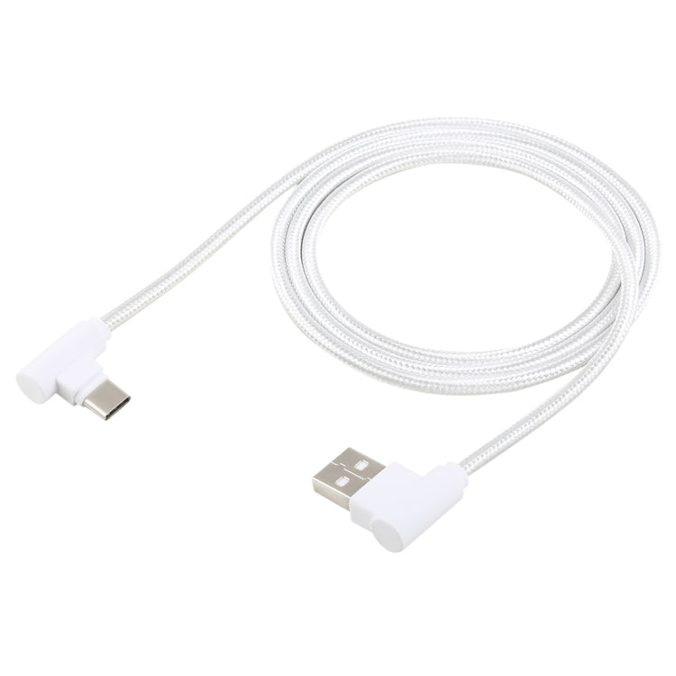 1.2m 2A 90 Copper Wires Woven Elbow USB-C / Type-C 3.1 to USB 2.0 Data / Charger Cable(White) - USB-C & Type-C Cable by PMC Jewellery | Online Shopping South Africa | PMC Jewellery | Buy Now Pay Later Mobicred