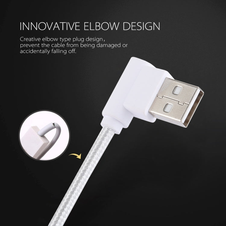 1.2m 2A 90 Copper Wires Woven Elbow USB-C / Type-C 3.1 to USB 2.0 Data / Charger Cable(White) - USB-C & Type-C Cable by PMC Jewellery | Online Shopping South Africa | PMC Jewellery | Buy Now Pay Later Mobicred