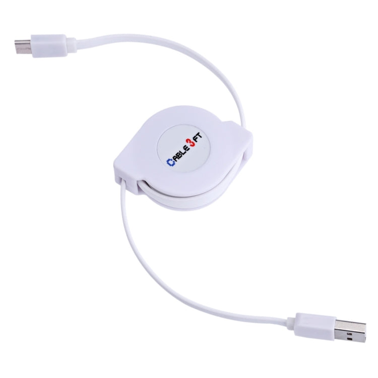 1m 2A 110 Copper Core Wires Retractable USB-C / Type-C to USB Data Sync Charging Cable(White) - USB-C & Type-C Cable by PMC Jewellery | Online Shopping South Africa | PMC Jewellery | Buy Now Pay Later Mobicred