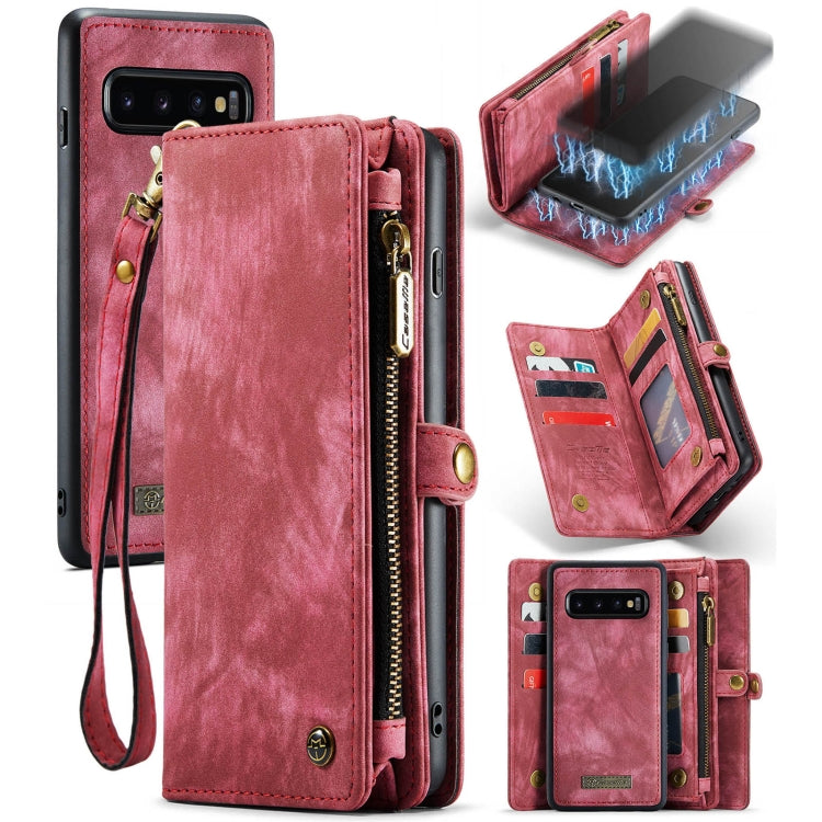 For Samsung Galaxy S10 CaseMe-008 Detachable Multifunctional Flip Leather Phone Case(Red) - Galaxy Phone Cases by CaseMe | Online Shopping South Africa | PMC Jewellery | Buy Now Pay Later Mobicred