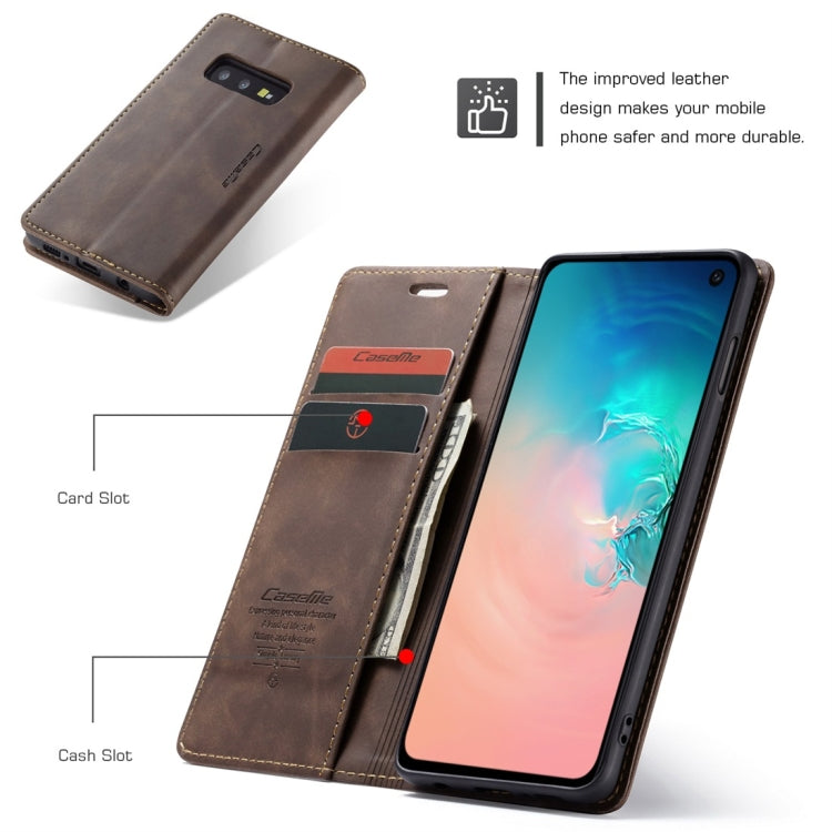 CaseMe-013 Multifunctional Retro Frosted Horizontal Flip Leather Case for Galaxy S10 E, with Card Slot & Holder & Wallet (Coffee) - Galaxy Phone Cases by CaseMe | Online Shopping South Africa | PMC Jewellery | Buy Now Pay Later Mobicred