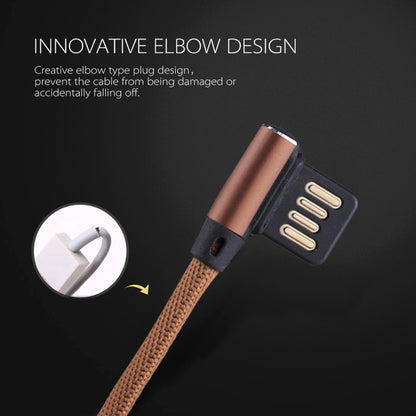 1m 2.4A Output USB to USB-C / Type-C Double Elbow Design Nylon Weave Style Data Sync Charging Cable(Coffee) - USB-C & Type-C Cable by PMC Jewellery | Online Shopping South Africa | PMC Jewellery | Buy Now Pay Later Mobicred