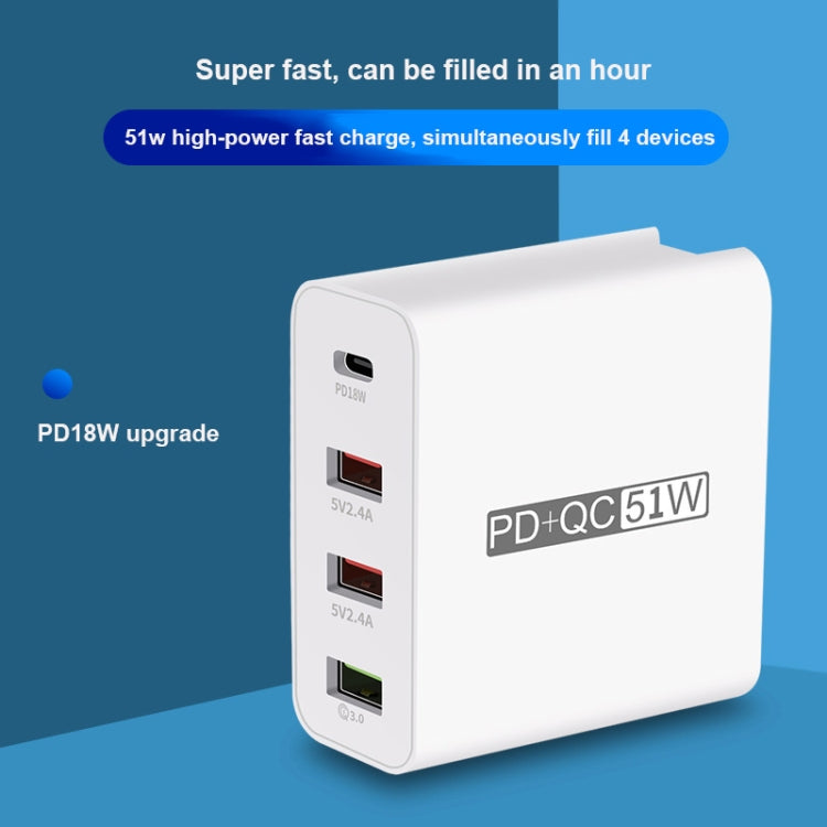 WLX-A6 4 Ports Quick Charging USB Travel Charger Power Adapter, UK Plug - USB Charger by PMC Jewellery | Online Shopping South Africa | PMC Jewellery | Buy Now Pay Later Mobicred