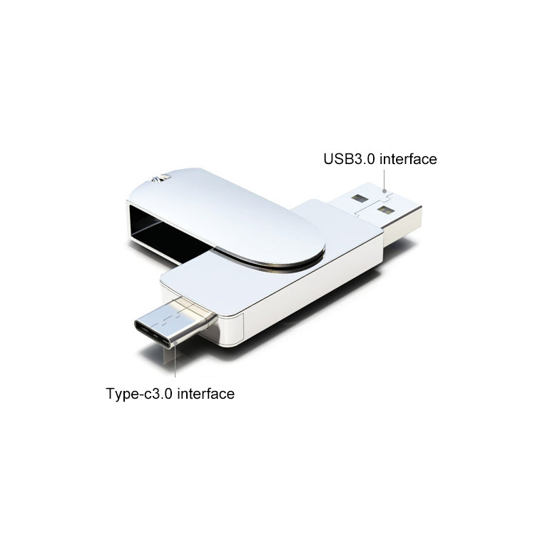 Kinzdi 256GB USB 3.0 + Type-C 3.0 Interface Metal Twister Flash Disk V11 (Silver) - USB Flash Drives by Kinzdi | Online Shopping South Africa | PMC Jewellery | Buy Now Pay Later Mobicred