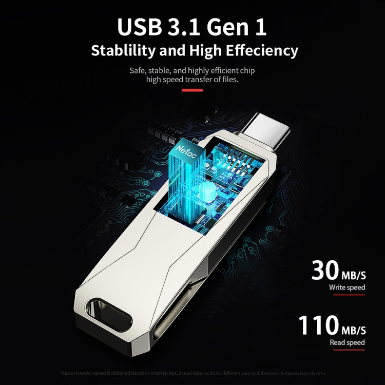 Netac U782C 64GB USB-C / Type-C + USB 3.0 360 Degrees Rotation Zinc Alloy Flash Drive OTG U Disk - USB Flash Drives by Netac | Online Shopping South Africa | PMC Jewellery | Buy Now Pay Later Mobicred