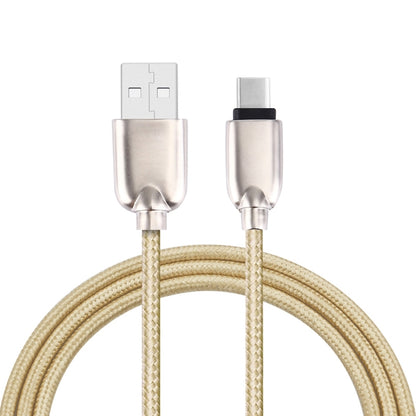 1M Woven Style Metal Head 108 Copper Cores USB-C / Type-C to USB Data Sync Charging Cable (Gold) - USB-C & Type-C Cable by PMC Jewellery | Online Shopping South Africa | PMC Jewellery | Buy Now Pay Later Mobicred