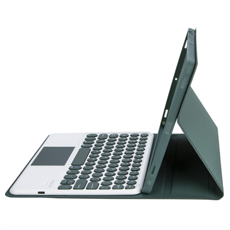 For iPad 10th Gen 10.9 2022 YA10B-A Lambskin Texture Bluetooth Touch Keyboard Leather Tablet Case with Pen Slot (Dark Green) - Universal by PMC Jewellery | Online Shopping South Africa | PMC Jewellery