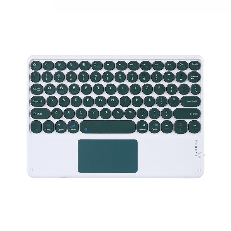 250C 10 inch Universal Tablet Round Keycap Wireless Bluetooth Keyboard with Touch Panel (Dark Green) - Universal Keyboard by PMC Jewellery | Online Shopping South Africa | PMC Jewellery