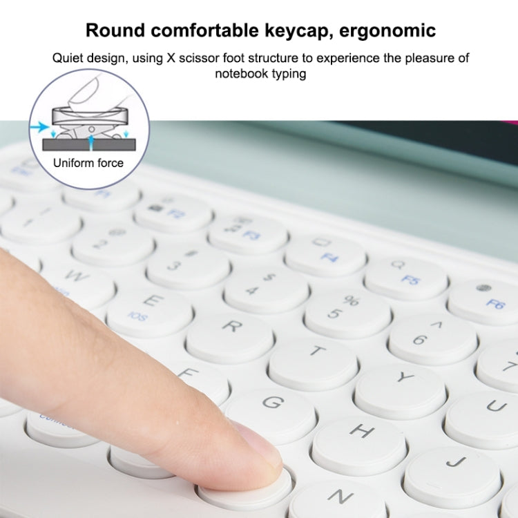 250C 10 inch Universal Tablet Round Keycap Wireless Bluetooth Keyboard with Touch Panel (Pink) - Universal Keyboard by PMC TechLife | Online Shopping South Africa | PMC TechLife