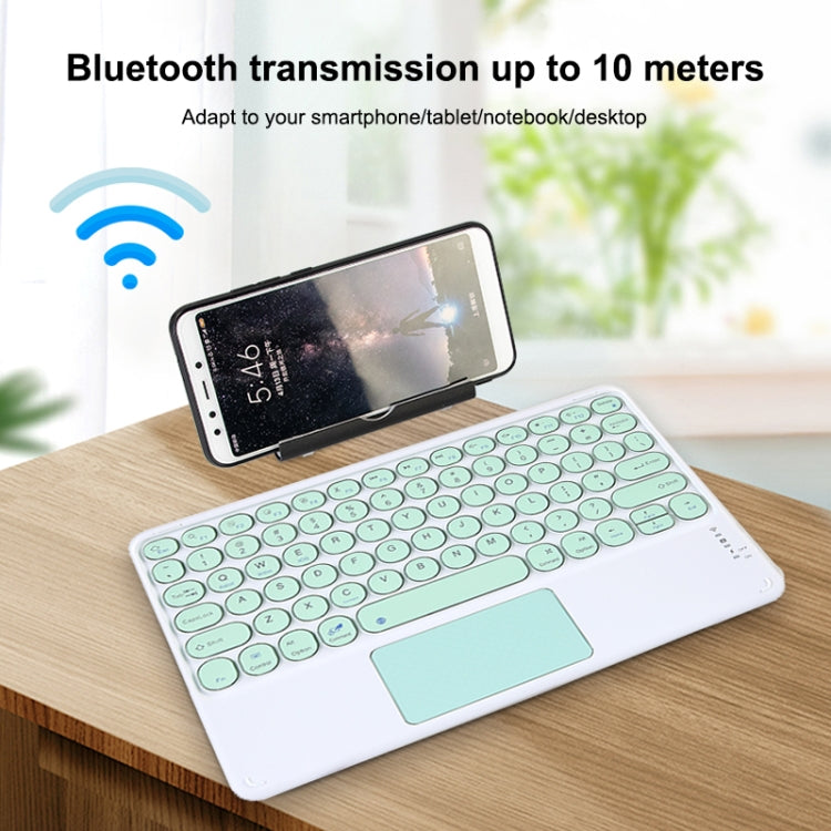 250C 10 inch Universal Tablet Round Keycap Wireless Bluetooth Keyboard with Touch Panel (Dark Green) - Universal Keyboard by PMC TechLife | Online Shopping South Africa | PMC TechLife
