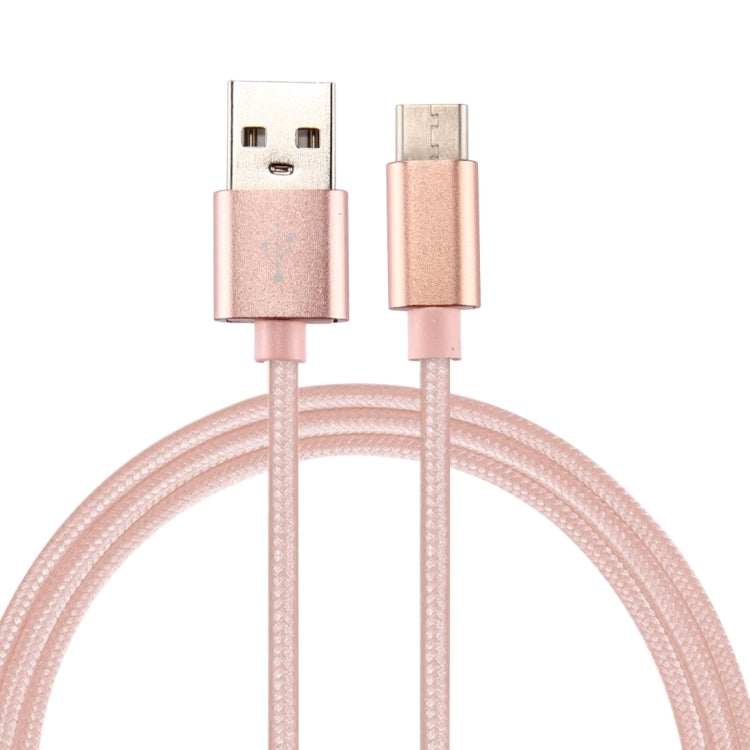 Knit Texture USB to USB-C / Type-C Data Sync Charging Cable, Cable Length: 1m, 3A Total Output, 2A Transfer Data(Rose Gold) - USB-C & Type-C Cable by PMC TechLife | Online Shopping South Africa | PMC TechLife | Buy Now Pay Later Mobicred