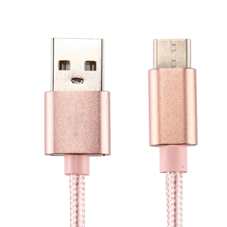 Knit Texture USB to USB-C / Type-C Data Sync Charging Cable, Cable Length: 1m, 3A Total Output, 2A Transfer Data(Rose Gold) - USB-C & Type-C Cable by PMC TechLife | Online Shopping South Africa | PMC TechLife | Buy Now Pay Later Mobicred