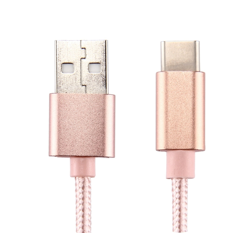 Knit Texture USB to USB-C / Type-C Data Sync Charging Cable, Cable Length: 1m, 3A Total Output, 2A Transfer Data(Rose Gold) - USB-C & Type-C Cable by PMC Jewellery | Online Shopping South Africa | PMC Jewellery | Buy Now Pay Later Mobicred