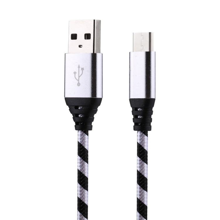 1m USB to USB-C / Type-C Nylon Weave Style Data Sync Charging Cable(Silver) - USB-C & Type-C Cable by PMC Jewellery | Online Shopping South Africa | PMC Jewellery | Buy Now Pay Later Mobicred