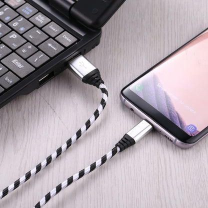 1m USB to USB-C / Type-C Nylon Weave Style Data Sync Charging Cable(Silver) - USB-C & Type-C Cable by PMC Jewellery | Online Shopping South Africa | PMC Jewellery | Buy Now Pay Later Mobicred