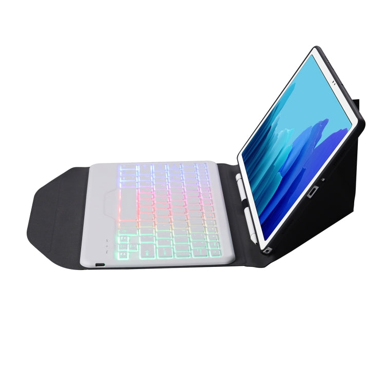 B500S Diamond Texture Triangle Back Holder Splittable Bluetooth Keyboard Leather Tablet Case with Backlight for Samsung Galaxy Tab A7 10.4 2020 (White + Black) - Samsung Keyboard by PMC Jewellery | Online Shopping South Africa | PMC Jewellery