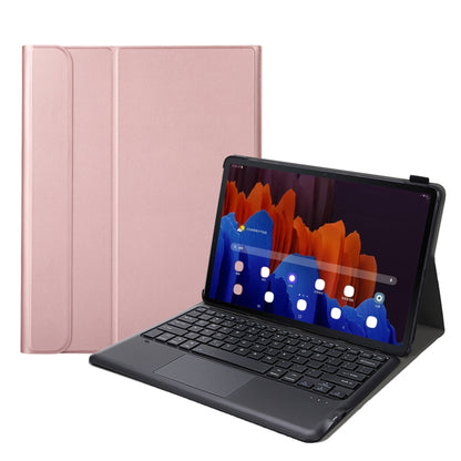 A970-A Splittable Bluetooth Keyboard Leather Tablet Case for Samsung Galaxy Tab S8+ / S7 FE T730 / S7+ T970 / T975, with Touchpad & Holder(Rose Gold) - Samsung Keyboard by PMC Jewellery | Online Shopping South Africa | PMC Jewellery