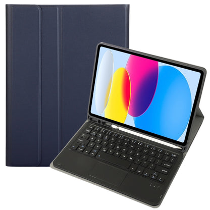 For iPad 10th Gen 10.9 2022 A10B-A Lambskin Texture Bluetooth Touch Keyboard Leather Tablet Case with Pen Slot(Dark Blue) - Universal by PMC Jewellery | Online Shopping South Africa | PMC Jewellery