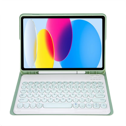 For iPad 10th Gen 10.9 2022 YA10B Lambskin Texture Bluetooth Keyboard Leather Tablet Case with Pen Slot (Green) - Universal by PMC Jewellery | Online Shopping South Africa | PMC Jewellery