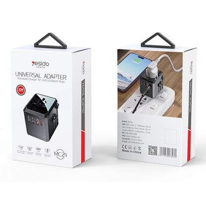 Yesido MC24 20W 3 USB + Type-C Ports Multi-function Universal Travel Adapter Plug (Black) - Multifunction Charger by Yesido | Online Shopping South Africa | PMC Jewellery | Buy Now Pay Later Mobicred