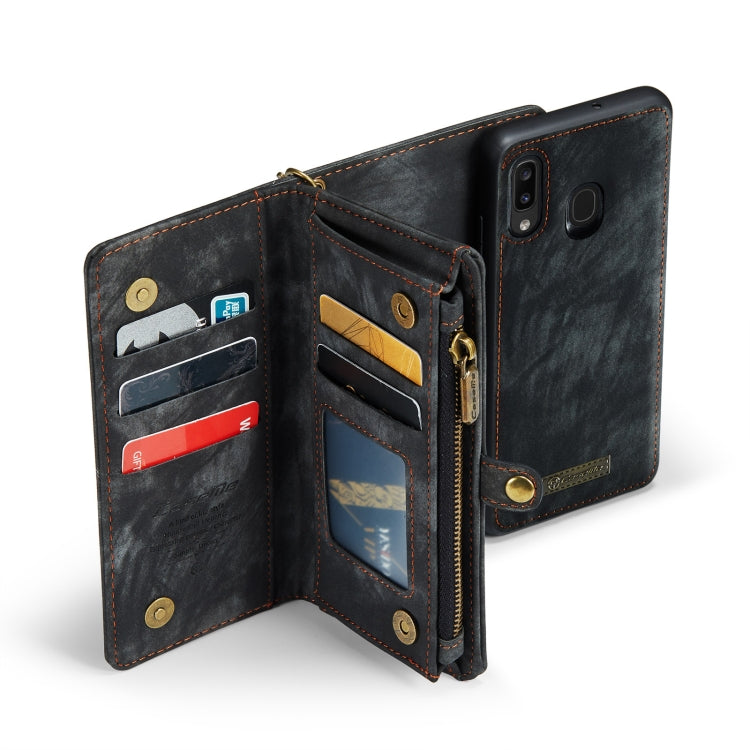 CaseMe-008 Detachable Multifunctional Retro Frosted Horizontal Flip Leather Case for Galaxy A20 / M10S, with Card Slot & Holder & Zipper Wallet & Photo Frame(Black) - Galaxy Phone Cases by CaseMe | Online Shopping South Africa | PMC Jewellery | Buy Now Pay Later Mobicred