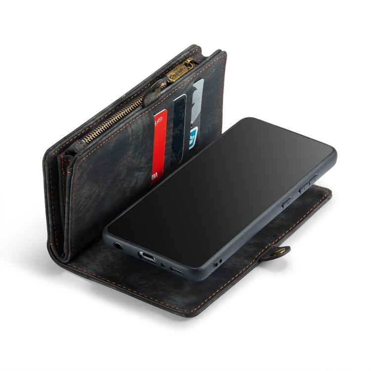 CaseMe-008 Detachable Multifunctional Retro Frosted Horizontal Flip Leather Case for Galaxy A20 / M10S, with Card Slot & Holder & Zipper Wallet & Photo Frame(Black) - Galaxy Phone Cases by CaseMe | Online Shopping South Africa | PMC Jewellery | Buy Now Pay Later Mobicred