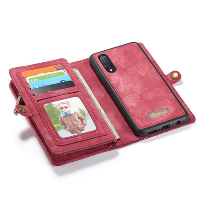 CaseMe-008 Detachable Multifunctional Retro Frosted Horizontal Flip Leather Case for Galaxy A50, with Card Slot & Holder & Zipper Wallet & Photo Frame(Red) - Galaxy Phone Cases by CaseMe | Online Shopping South Africa | PMC Jewellery | Buy Now Pay Later Mobicred