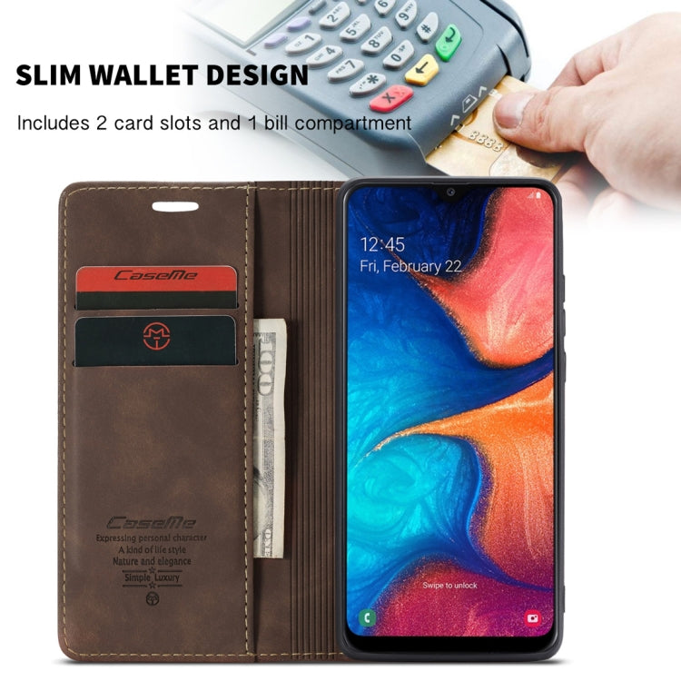 CaseMe-013 Multifunctional Retro Frosted Horizontal Flip Leather Case for Galaxy A20 / A30, with Card Slot & Holder & Wallet (Coffee) - Galaxy Phone Cases by CaseMe | Online Shopping South Africa | PMC Jewellery | Buy Now Pay Later Mobicred