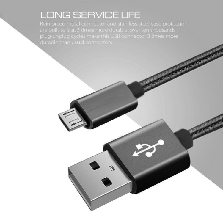 1m 3A Woven Style Metal Head Micro USB to USB Data / Charger Cable(Black) - Micro USB Cable by PMC Jewellery | Online Shopping South Africa | PMC Jewellery | Buy Now Pay Later Mobicred