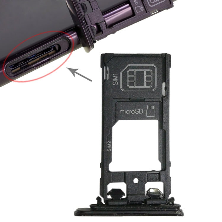 SIM1 Card Tray + SIM2 Card / Micro SD Card Tray for Sony Xperia XZ(Black) - Card Tray by PMC TechLife | Online Shopping South Africa | PMC TechLife | Buy Now Pay Later Mobicred
