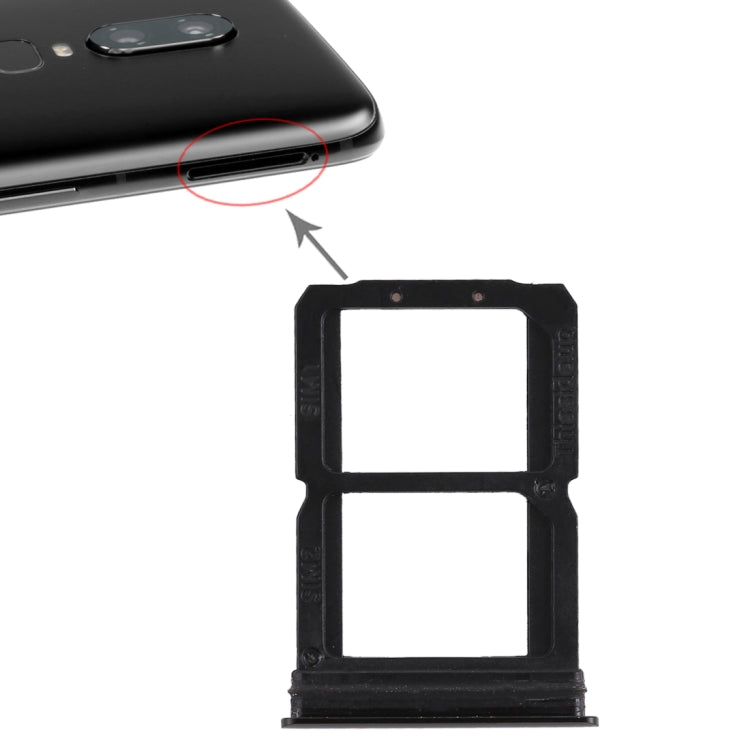 For OnePlus 6 Double SIM Card Tray (Black) - Card Tray by PMc TechLife | Online Shopping South Africa | PMc TechLife | Buy Now Pay Later Mobicred