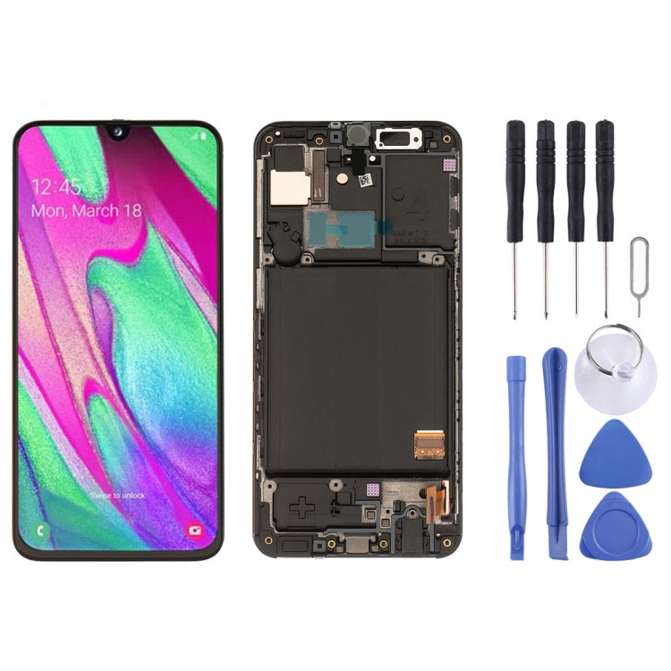 Original Super AMOLED LCD Screen with Frame for Galaxy A40 SM-A405F with Digitizer Full Assembly (Black) - free shipping - PMc TechLife - Order now!