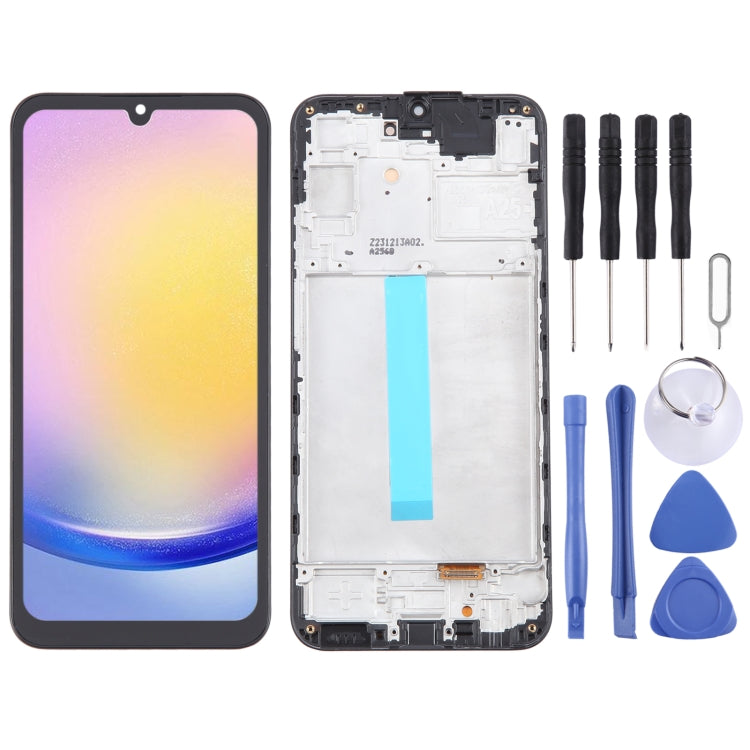 For Samsung Galaxy A25 SM-A256B 6.36 inch OLED LCD Screen Digitizer Full Assembly with Frame (Black) - free shipping - PMc TechLife - Order now!