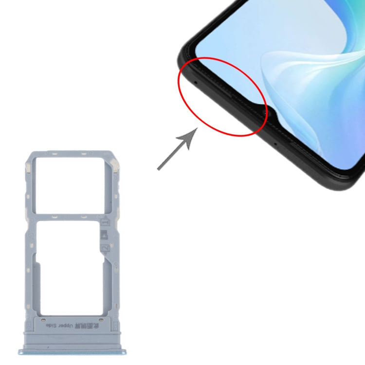 For vivo Y33S / Y33T SIM Card Tray + SIM / Micro SD Card Tray (Blue) - Card Socket by PMc TechLife | Online Shopping South Africa | PMc TechLife | Buy Now Pay Later Mobicred