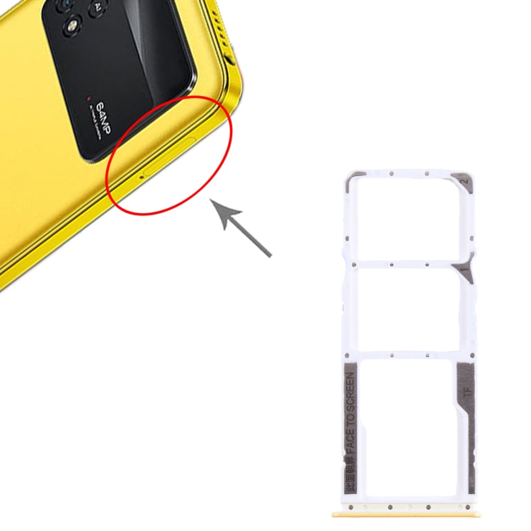 For Xiaomi Poco M4 Pro SIM Card Tray + SIM Card Tray + Micro SD Card Tray (Yellow) - Card Tray by PMC Jewellery | Online Shopping South Africa | PMC Jewellery