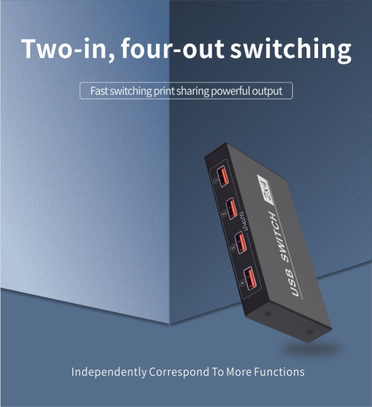 2x4 USB Switch 2 Port PCs Sharing 4 Devices for Printer Keyboard Mouse Monitor - Others by PMC Jewellery | Online Shopping South Africa | PMC Jewellery | Buy Now Pay Later Mobicred