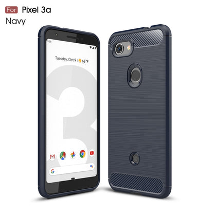 Brushed Texture Carbon Fiber TPU Case for Google Pixel 3a(Navy Blue) - Google Cases by PMC Jewellery | Online Shopping South Africa | PMC Jewellery | Buy Now Pay Later Mobicred