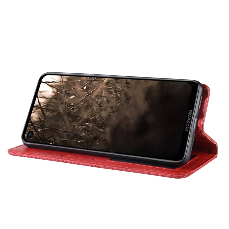 Magnetic Buckle Retro Crazy Horse Texture Horizontal Flip Leather Case for Motorola MOTO One Vision, with Holder & Card Slots & Photo Frame(Red) - Motorola Cases by PMC Jewellery | Online Shopping South Africa | PMC Jewellery | Buy Now Pay Later Mobicred