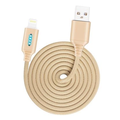 8 Pin Interface Zinc Alloy Marquee Luminous Intelligent Automatic Power off Charging Data Cable(glod) - Normal Style Cable by PMC Jewellery | Online Shopping South Africa | PMC Jewellery | Buy Now Pay Later Mobicred