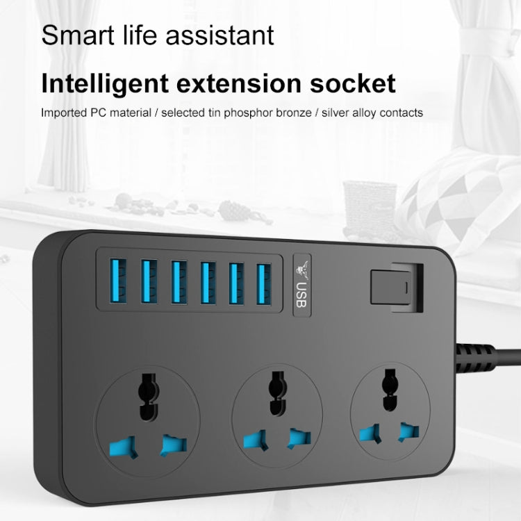 T09 3000W High Power Multi-Function Plug-in 3-Hole International Universal Jack + 6 USB Intelligent Charging EU PLUG - Extension Socket by PMC Jewellery | Online Shopping South Africa | PMC Jewellery | Buy Now Pay Later Mobicred